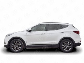 Защита порогов из круглой трубы d42 мм PREMIUM SLITKOFF v3 Hyundai Santa Fe  DM (2015-2019) рестайлинг