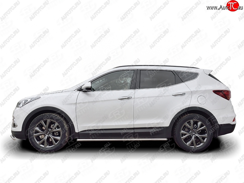 17 299 р. Защита порогов из круглой трубы d42 мм PREMIUM SLITKOFF v3  Hyundai Santa Fe  DM (2015-2019) рестайлинг  с доставкой в г. Майкоп