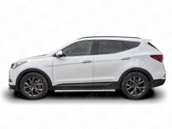 Защита порогов из круглой трубы диаметром 63 мм PREMIUM SLITKOFF v3 Hyundai Santa Fe  DM (2015-2019) рестайлинг