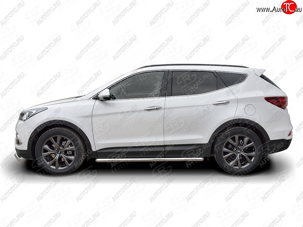 25 549 р. Защита порогов из круглой трубы диаметром 63 мм PREMIUM SLITKOFF v3  Hyundai Santa Fe  DM (2015-2019) рестайлинг  с доставкой в г. Майкоп