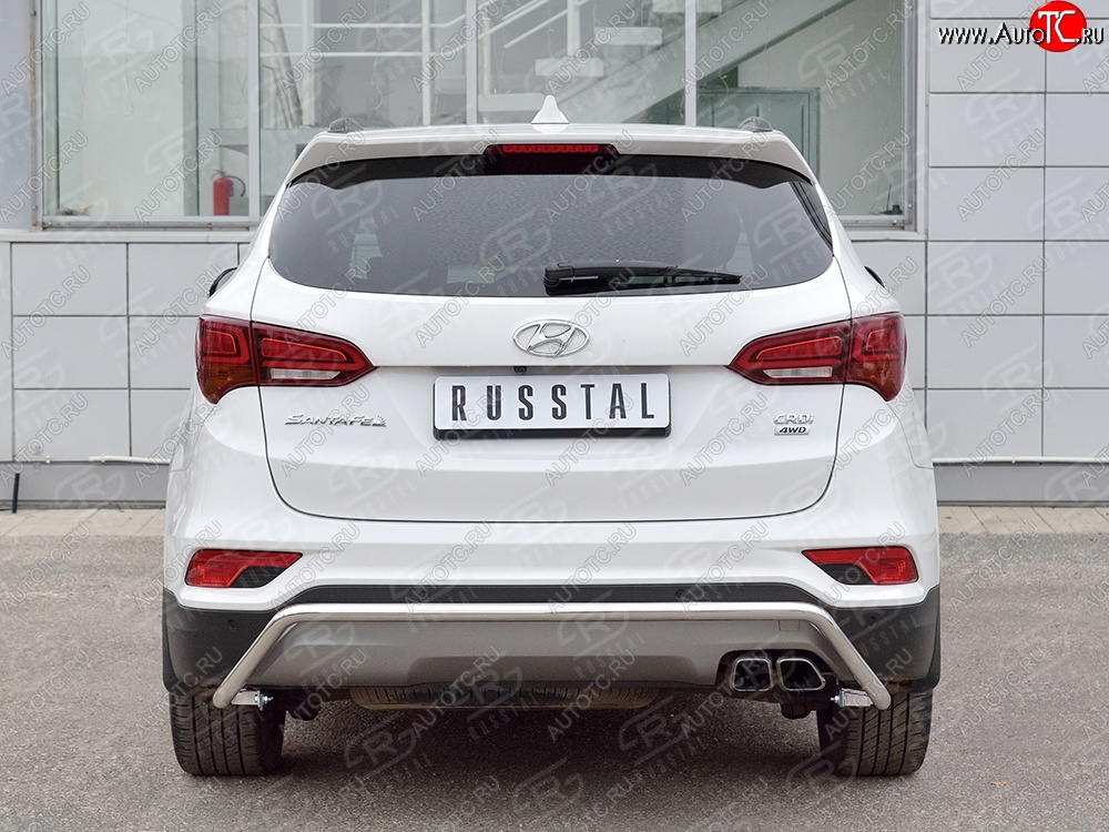 15 849 р. Защита заднего бампера (Ø42 мм волна, нержавейка, Premium) SLITKOFF  Hyundai Santa Fe  DM (2015-2019) рестайлинг  с доставкой в г. Майкоп
