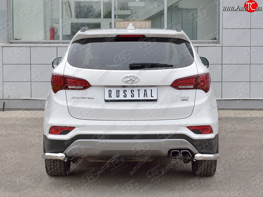 15 699 р. Защита заднего бампера (Ø63 мм уголки, нержавейка, Premium) SLITKOFF  Hyundai Santa Fe  DM (2015-2019) рестайлинг  с доставкой в г. Майкоп