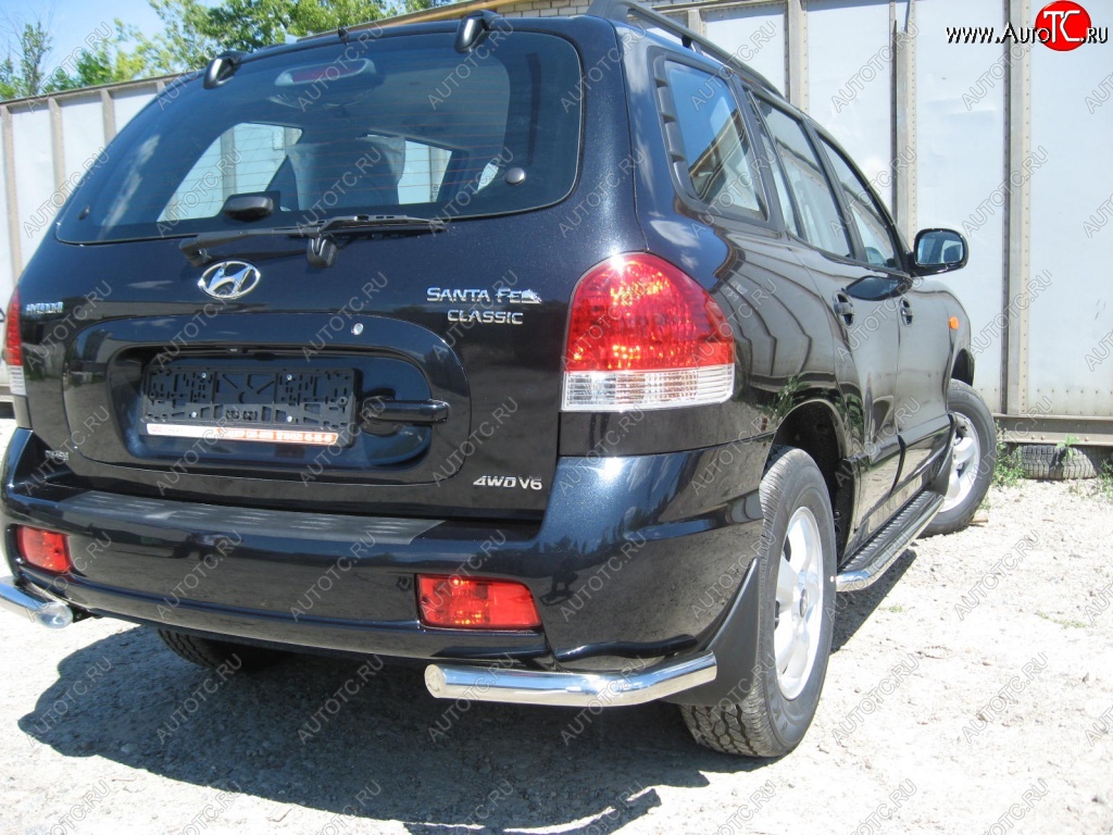 4 999 р. Защита заднего бампера из уголков d57 Slitkoff  Hyundai Santa Fe  SM (2000-2012) (Цвет: серебристый)  с доставкой в г. Майкоп
