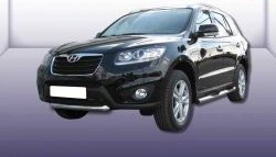 Защита переднего бампера из короткой трубы диаметром 57 мм Slitkoff Hyundai Santa Fe  CM (2009-2012) рестайлинг