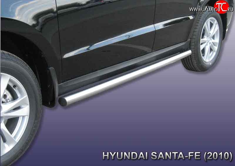 14 499 р. Защита порогов из круглой трубы диаметром 57 мм Slitkoff Hyundai Santa Fe CM рестайлинг (2009-2012) (Нержавейка, Полированная)  с доставкой в г. Майкоп