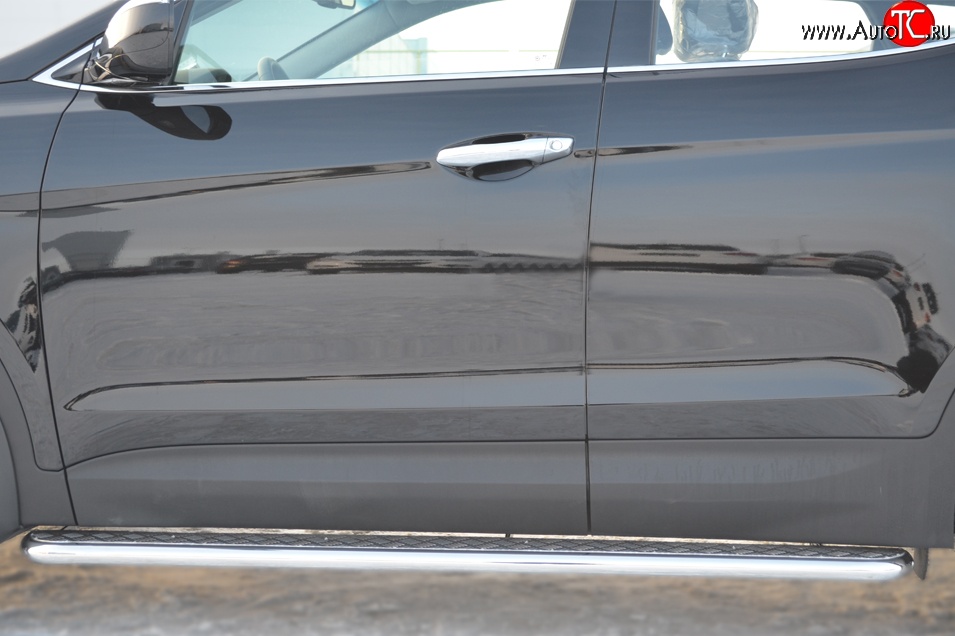 24 649 р. Широкая защита порогов SLITKOFF  Hyundai Santa Fe  DM (2012-2016) дорестайлинг  с доставкой в г. Майкоп