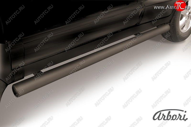 6 569 р. Защита штатных порогов Arbori (черная, d76 mm). Hyundai Santa Fe SM (2000-2012)  с доставкой в г. Майкоп