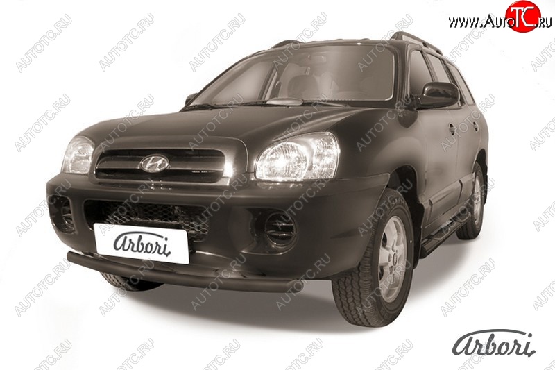 5 669 р. Защита переднего бампера Arbori (черная, 1 труба d57 mm). Hyundai Santa Fe SM (2000-2012)  с доставкой в г. Майкоп