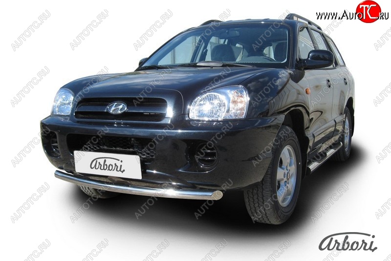 10 709 р. Защита переднего бампера Arbori (нержавейка, 1 труба d57 mm). Hyundai Santa Fe SM (2000-2012)  с доставкой в г. Майкоп