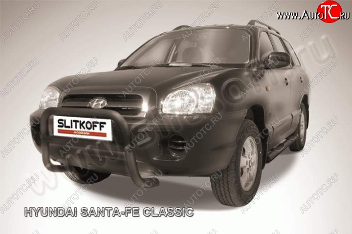 16 899 р. Кенгурятник d57 Slitkoff (низкий) Hyundai Santa Fe SM (2000-2012) (Цвет: серебристый)  с доставкой в г. Майкоп