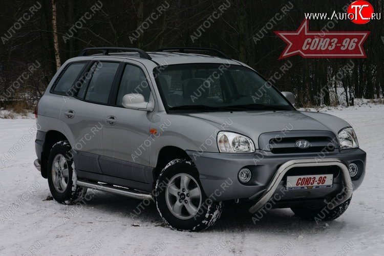 17 684 р. Защита переднего бампера Souz-96 (d76) Hyundai Santa Fe SM (2000-2012)  с доставкой в г. Майкоп