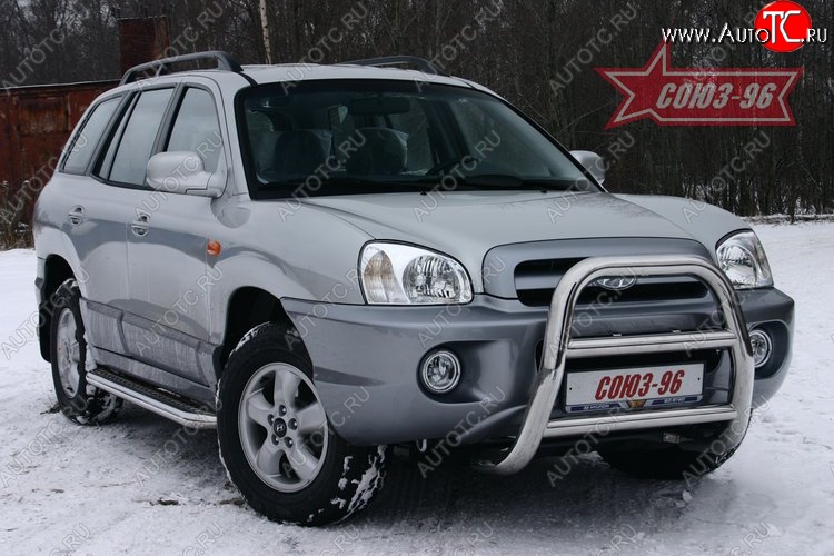 17 369 р. Защита переднего бампера Souz-96 (d76) Hyundai Santa Fe SM (2000-2012)  с доставкой в г. Майкоп