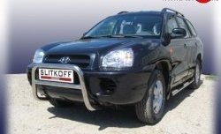 Усиленная низкая защита переднего бампера из трубы диаметром 57 мм Slitkoff Hyundai Santa Fe  SM (2000-2012)