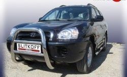 Усиленная высокая защита переднего бампера из трубы диаметром 76 мм Slitkoff Hyundai Santa Fe  SM (2000-2012)