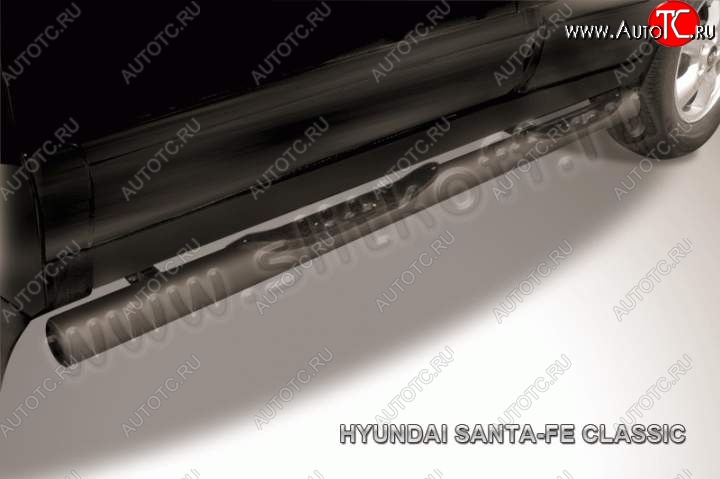 12 399 р. Защита порогов из трубы d76 Slitkoff (с проступью) Hyundai Santa Fe SM (2000-2012) (Цвет: серебристый)  с доставкой в г. Майкоп