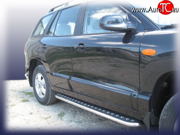 16 999 р. Широкая защита порогов с трубой диаметром 42 мм Slitkoff  Hyundai Santa Fe  SM (2000-2012)  с доставкой в г. Майкоп