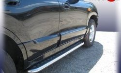 Широкая защита порогов с трубой диаметром 57 мм Slitkoff Hyundai Santa Fe SM (2000-2012)