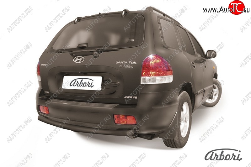 5 399 р. Защита заднего бампера Arbori (черная, 1 труба d57 mm). Hyundai Santa Fe SM (2000-2012)  с доставкой в г. Майкоп