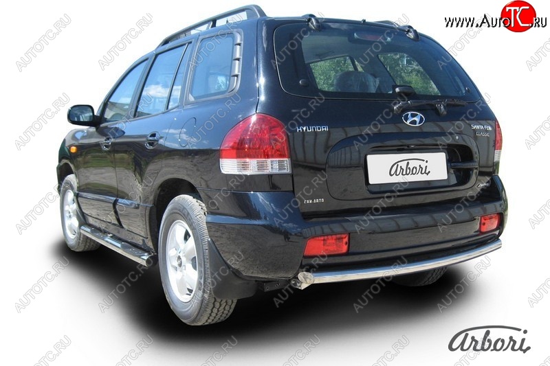 6 389 р. Защита заднего бампера Arbori (нержавейка, 1 труба d57 mm). Hyundai Santa Fe SM (2000-2012)  с доставкой в г. Майкоп