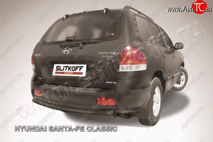 4 549 р. Защита заднего бампера из трубы d57 Slitkoff (дуга)  Hyundai Santa Fe  SM (2000-2012) (Цвет: серебристый)  с доставкой в г. Майкоп