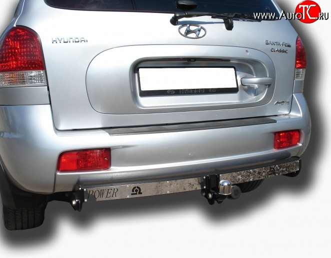 8 099 р. Фаркоп Лидер Плюс (с нержавеющей пластиной) Hyundai Santa Fe SM (2000-2012) (Без электропакета)  с доставкой в г. Майкоп