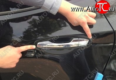 2 999 р. Накладки на внешние ручки дверей СТ Hyundai Santa Fe DM дорестайлинг (2012-2016) (Неокрашенные)  с доставкой в г. Майкоп
