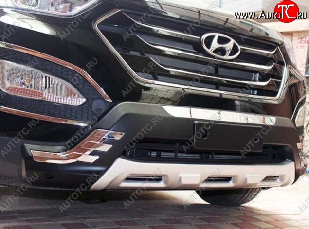 15 499 р. Накладка на передний бампер CT v1 Hyundai Santa Fe DM дорестайлинг (2012-2016) (Неокрашенная)  с доставкой в г. Майкоп