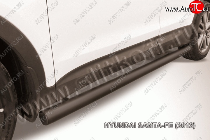 12 399 р. Защита порогов из трубы d76 Slitkoff Hyundai Santa Fe DM дорестайлинг (2012-2016) (Цвет: серебристый)  с доставкой в г. Майкоп