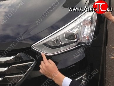 4 199 р. Накладки на фары СТ v2 Hyundai Santa Fe DM дорестайлинг (2012-2016) (Неокрашенные)  с доставкой в г. Майкоп