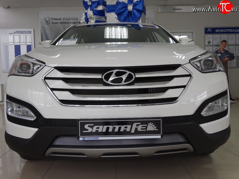 1 539 р. Сетка на бампер Russtal (хром) Hyundai Santa Fe DM дорестайлинг (2012-2016)  с доставкой в г. Майкоп
