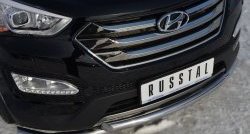 18 699 р. Защита переднего бампера (2 трубыØ63 мм, нержавейка) SLITKOFF  Hyundai Santa Fe  DM (2012-2016) дорестайлинг  с доставкой в г. Майкоп. Увеличить фотографию 2