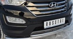 17 999 р. Защита переднего бампера (2 трубыØ76 и 42 мм, нержавейка) SLITKOFF  Hyundai Santa Fe  DM (2012-2016) дорестайлинг  с доставкой в г. Майкоп. Увеличить фотографию 2