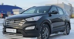 17 999 р. Защита переднего бампера (2 трубыØ76 и 42 мм, нержавейка) SLITKOFF  Hyundai Santa Fe  DM (2012-2016) дорестайлинг  с доставкой в г. Майкоп. Увеличить фотографию 4