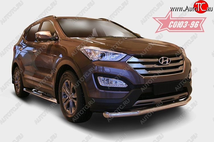 14 669 р. Защита переднего бампера одинарная Souz-96 (d76). Hyundai Santa Fe DM дорестайлинг (2012-2016)  с доставкой в г. Майкоп