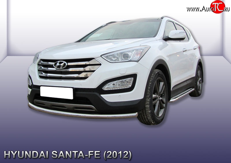 12 299 р. Одинарная защита переднего бампера из трубы диаметром 57 мм Slitkoff Hyundai Santa Fe DM дорестайлинг (2012-2016) (Нержавейка, Полированная)  с доставкой в г. Майкоп