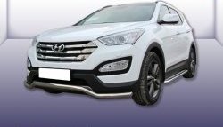 Фигурная защита переднего бампера диаметром 57 мм Slitkoff Hyundai Santa Fe  DM (2012-2016) дорестайлинг