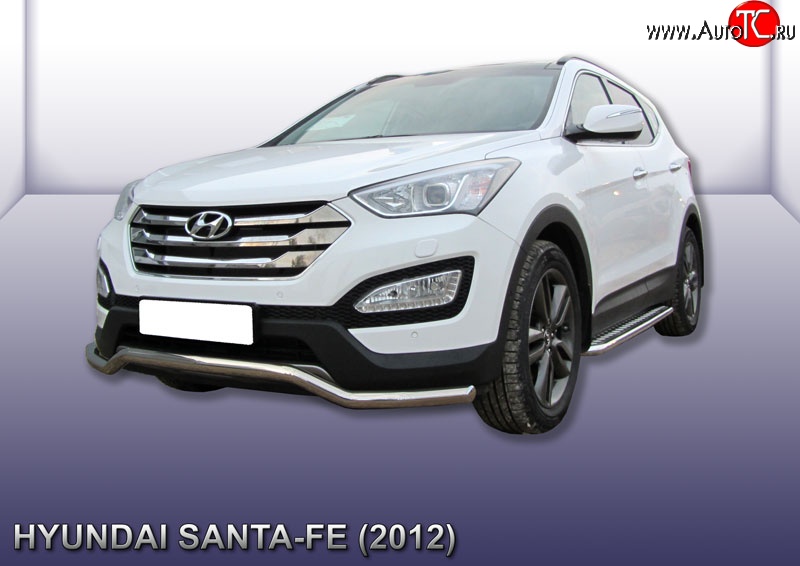 15 499 р. Фигурная защита переднего бампера диаметром 57 мм Slitkoff  Hyundai Santa Fe  DM (2012-2016) дорестайлинг (Нержавейка, Полированная)  с доставкой в г. Майкоп