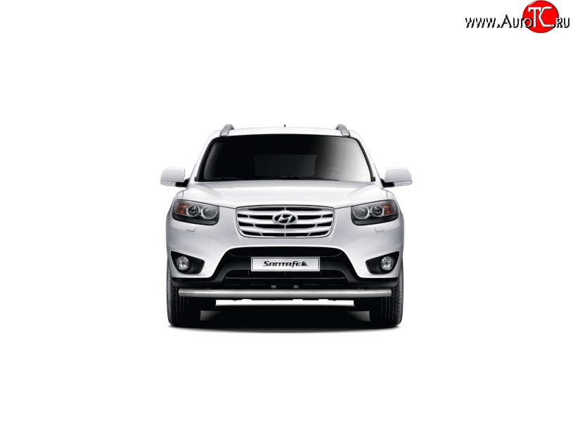 9 849 р. Одинарная защита переднего бампера диаметром 51 мм Petroil Tuning Hyundai Santa Fe DM дорестайлинг (2012-2016) (Нержавеющая полированная сталь)  с доставкой в г. Майкоп