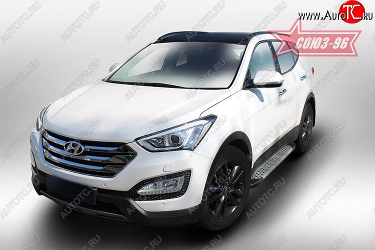 9 674 р. Пороги из алюминиевого профиля Souz-96 Hyundai Santa Fe DM дорестайлинг (2012-2016)  с доставкой в г. Майкоп