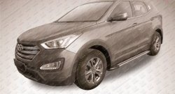 11 299 р. Алюминиевые пороги Slitkoff Luxe Black  Hyundai Santa Fe  DM (2012-2016) дорестайлинг  с доставкой в г. Майкоп. Увеличить фотографию 2