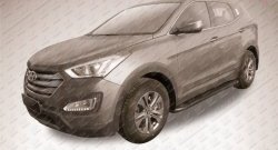 13 349 р. Алюминиевые пороги Slitkoff Optima Black  Hyundai Santa Fe  DM (2012-2016) дорестайлинг  с доставкой в г. Майкоп. Увеличить фотографию 2