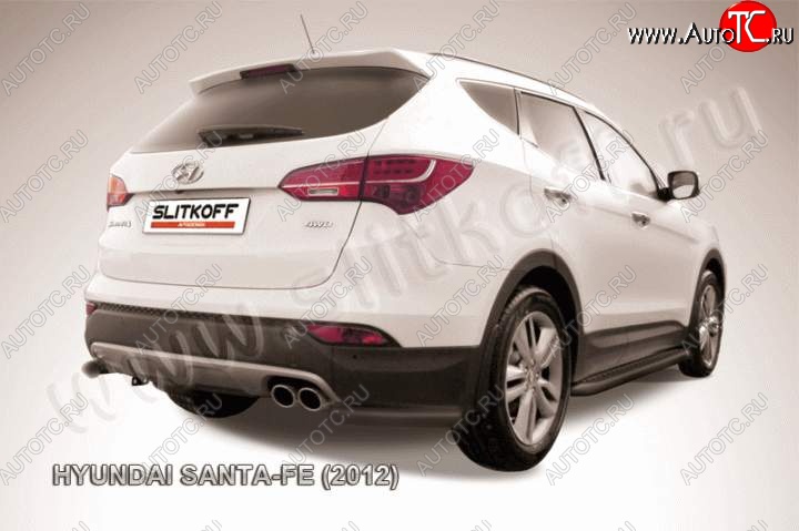 8 599 р. Защита заднего бампера из уголков d57 Slitkoff Hyundai Santa Fe DM дорестайлинг (2012-2016) (Цвет: серебристый)  с доставкой в г. Майкоп