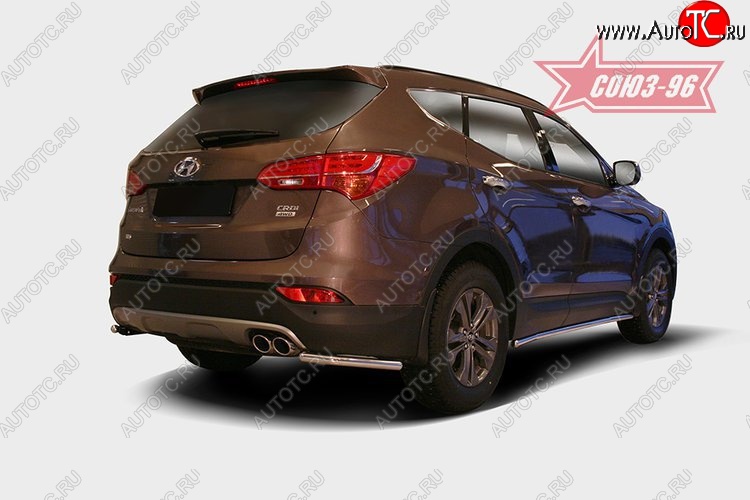 8 459 р. Защита заднего бампера из боковых уголков Souz-96 (d42) Hyundai Santa Fe DM дорестайлинг (2012-2016)  с доставкой в г. Майкоп