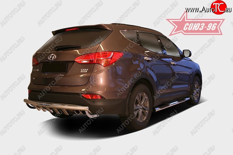 12 599 р. Защита заднего бампера с элементами из профиля Souz-96 (d60) Hyundai Santa Fe DM дорестайлинг (2012-2016)  с доставкой в г. Майкоп
