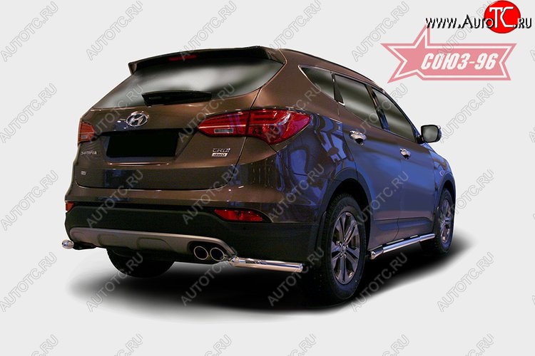 9 539 р. Защита заднего бампера из боковых уголков Souz-96 (d60) Hyundai Santa Fe DM дорестайлинг (2012-2016)  с доставкой в г. Майкоп