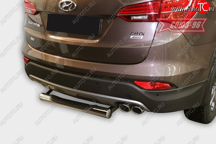 1 249 р. Защита заднего бампера с проступью Souz-96 (d76) Hyundai Santa Fe DM дорестайлинг (2012-2016)  с доставкой в г. Майкоп