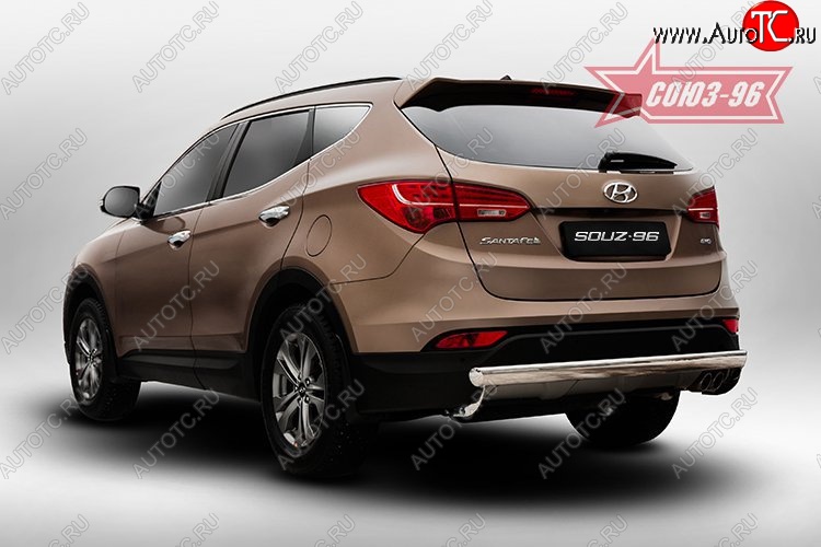 12 419 р. Овальная защита заднего бампера диаметром 75х42 мм Souz-96 Hyundai Santa Fe DM дорестайлинг (2012-2016)  с доставкой в г. Майкоп
