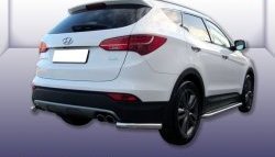Защита заднего бампера из двух боковых уголков диаметром 57 мм Slitkoff Hyundai Santa Fe  DM (2012-2016) дорестайлинг