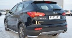12 999 р. Защита заднего бампера (Ø63 мм уголки, нержавейка) SLITKOFF  Hyundai Santa Fe  DM (2012-2016) дорестайлинг  с доставкой в г. Майкоп. Увеличить фотографию 4