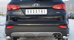 16 999 р. Защита заднего бампера (2 трубы Ø63 и 42 мм уголки, нержавейка) SLITKOFF  Hyundai Santa Fe  DM (2012-2016) дорестайлинг  с доставкой в г. Майкоп. Увеличить фотографию 2